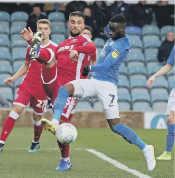  ??  ?? Mo Eisa in action for Posh last season.