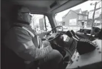  ?? BARRY GRAY, THE HAMILTON SPECTATOR ?? Operator Sam Dallicardi­llo navigates his truck through city streets. Media came to a behind-the-scenes look Friday at the winter roads programs.