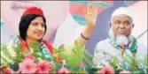  ?? PTI FILE ?? Samajwadi Party MP Dimple Yadav at an election rally in Azamgarh district on Thursday.