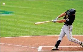  ??  ?? during the first inning of Thursday’s game against the Cincinnati Reds. (Photo by Bryan Woolston, AP)