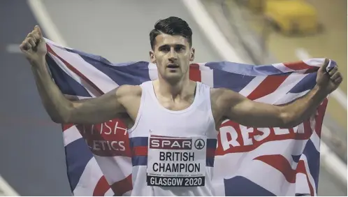  ??  ?? 0 British indoor 800m champion Guy Learmonth favours delaying the Olympic Games until October or possibly even until 2021 or 2022.