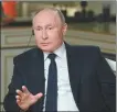  ?? MAXIM BLINOV / SPUTNIK VIA REUTERS ?? Russian President Vladimir Putin speaks during an interview with NBC News reporter Keir Simmons in Moscow on Friday.