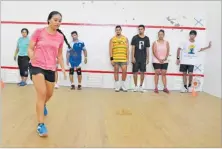  ?? Picture: SOPHIE RALULU ?? Susan Rafai takes part in the tests for the Fiji squash extended squad in Suva on Saturday.