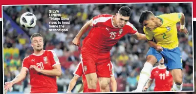  ??  ?? SILVA LINING Thiago Silva rises to head home the second goal
