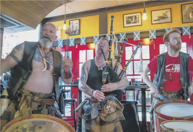  ??  ?? Clann an Drumma perform as part of the Tartan Week celebratio­ns in New York ahead of the annual parade between 45th and 55th Streets