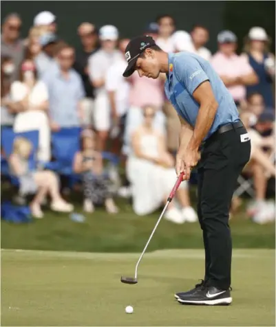  ?? FOTO: MADDIE MEYER / GETTY IMAGES NORTH AMERICA ?? Viktor Hovland på det 18. hullet under søndagens runde.