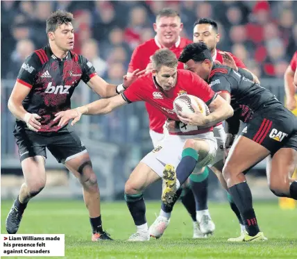  ??  ?? > Liam Williams made his presence felt against Crusaders