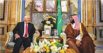  ?? Reuters ?? Saudi Crown Prince Mohammad Bin Salman during a meeting with US Secretary of State Rex Tillerson in Jeddah on Wednesday.