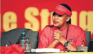  ?? /THULANI MBELE ?? Zingiswa Losi was elected unopposed as the first female president of Cosatu during the 13th national congress of the trade union federation in Midrand.