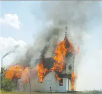  ?? LYNN SWYSTUN ?? The Polish Catholic church near Redberry Lake, about 90 kilometres northwest of Saskatoon, burned to the ground Thursday.