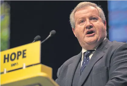  ?? Getty. ?? Ian Blackford, SNP Westminste­r leader, makes his keynote speech at the SNP conference.