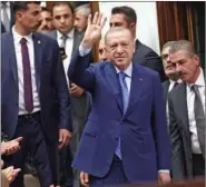  ?? (AFP) ?? Turkey’s President Recep Tayyip Erdogan (second right) in Ankara on Wednesday.
