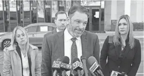  ?? Attorney John Phillips speaks to the media after Joe Exotic was resentence­d in January 2022. DOUG HOKE/THE OKLAHOMAN ??