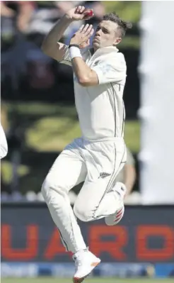  ??  ?? New Zealand paceman Tim Southee bowls on the second day of the second Test match.