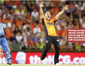  ??  ?? Plenty to shout about: David Willey was in top form with the ball before he left to join England