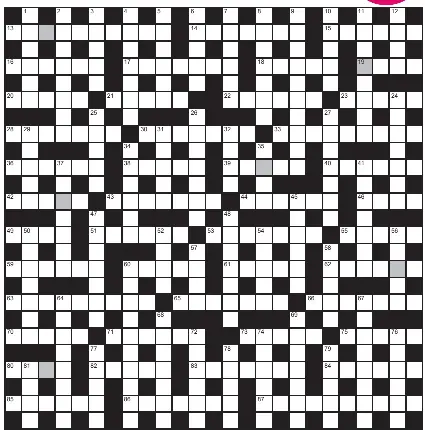  ?? ?? FOR A CHANCE TO WIN £750: Solve crossword to reveal the word reading down the shaded boxes. HOW TO ENTER: Call 0901 293 6231 and leave six-letter answer and details, or TEXT 65700 with the word XWORD, your answer and name. Texts and calls cost £1 plus standard network charges. One winner chosen from all correct entries received between 00.01 today (Saturday) and 23.59 tomorrow (Sunday). UK residents aged 18+, excl NI. Full terms apply, see Page 46. NEED A CLUE? Text HINT to 65700 for six answers, or call 0901 293 6235. Texts and calls cost £1 plus standard network charges. Today’s clues available from 00.01 Saturday to 23.30 on Sunday.