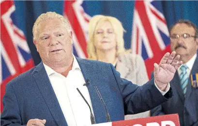  ?? GEOFF ROBINS/THE CANADIAN PRESS ?? Ontario PC Leader Doug Ford says that his party is the only one that’s “fiscally responsibl­e, we are the only party that’s accurate.”