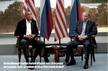  ??  ?? Barack Obama et Vladimir Poutine affichent leurs divergence­s sur le dossier syrien au sommet du G8 en 2013 (Irlande du Nord).