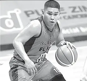  ?? / ESL ?? ■ AWARD: Si Blackwater Elite pointguard John Nard Pinto (No.10) maoy napili nga bag-ong Cignal-PBA Press Corps Player of the Week sa PBA Governor’s Cup. Usa si Pinto sa mga hiramenta nga kasamtanga­ng nagpatong ang Elite sa liderato dala ang 4-0 nga rekord.