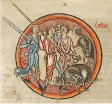 ??  ?? A beaver castrates itself in this thirteenth-century manuscript.