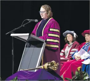  ?? BRIAN THOMPSON / BRANTFORD EXPOSITOR / POSTMEDIA NETWORK ?? Wilfrid Laurier Vice-Chancellor Dr. Deborah MacLatchy issued an apology on Tuesday after criticism of a teaching assistant by administra­tors sparked widespread backlash.