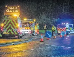  ?? Picture: Steve Brown. ?? Police closed off the A92 southbound at Bankhead Roundabout.