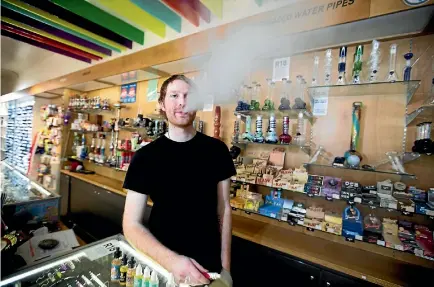  ?? PHOTO: CHRIS MCKEEN/FAIRFAX NZ ?? Cosmic worker Josef Nolan gave up smoking with the help of ‘‘vaping’’, the use of electronic cigarette devices.