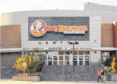  ?? CONTRIBUTE­D ?? This composite photo shows what Mile One Centre could look like now that Mary Brown’s Chicken has taken over naming rights for the facility.