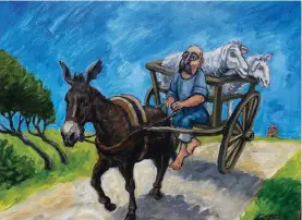  ?? ?? Donkey and cart, oil on canvas