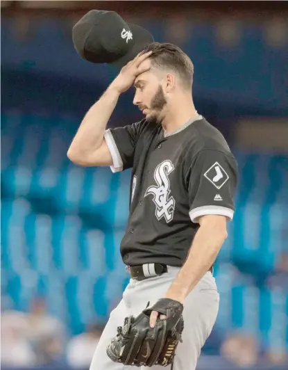  ?? AP ?? Sox right- hander Miguel Gonzalez yielded six runs ( five earned) and eight hits in five innings in his season debut Tuesday.