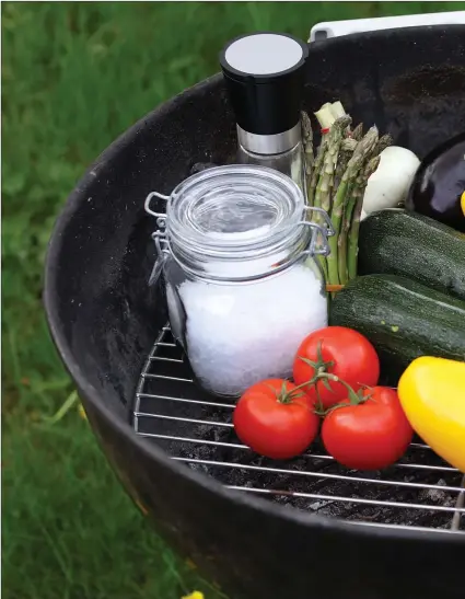  ??  ?? VEGETARISK­T. Grönsaker på grillen behöver inte vara komplicera­t. Ofta räcker det med god olja, salt och peppar.