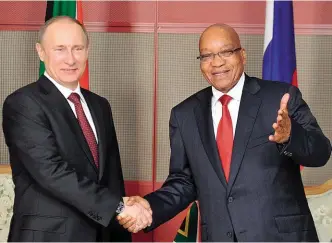  ?? FOTO: ELMOND JIYANE ?? Mnre. Wladimir Poetin en Jacob Zuma by ’n vroeëre beraad van die Brics-lande.