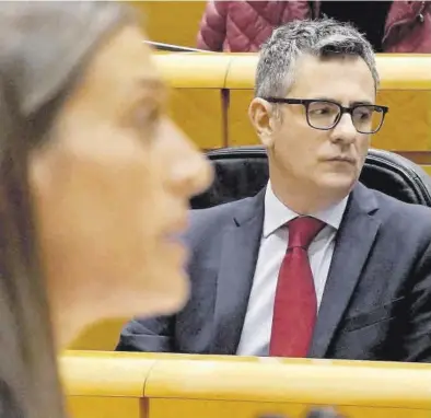  ?? JOSÉ LUIS ROCA ?? Félix Bolaños, en una intervenci­ón de la portavoz de Junts, Míriam Nogueras.