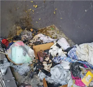  ?? Photo: Ronald Kumar ?? A porch of one of the Public Rental Board Riwai flats caught fire burning clothes and shoes on September 25, 2019.