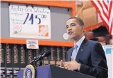  ?? SUSAN WALSH/ASSOCIATED PRESS ?? President Obama speaks during a 2009 visit to a Home Depot. The last major economic report card of Obama’s tenure showed America’s paychecks rose at the fastest pace in more than seven years.