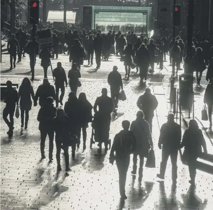  ??  ?? 0 Shoppers take to Glasgow’s Buchanan Street – but Scotland’s retail sector is one of several poor performers