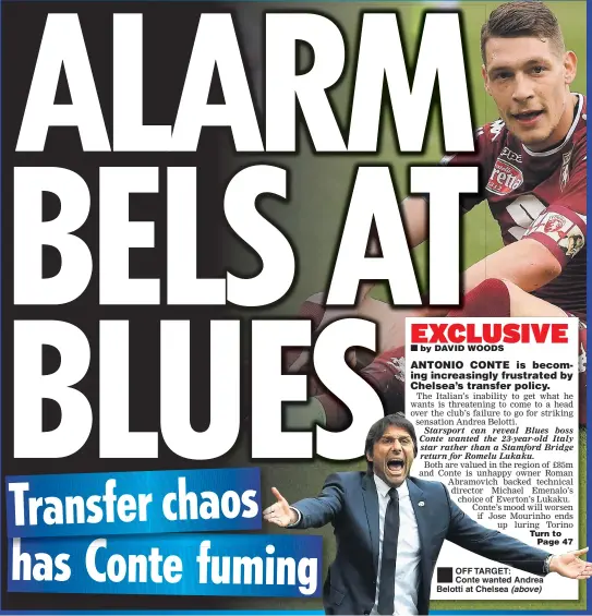  ??  ?? OFF TARGET: Conte wanted Andrea Belotti at Chelsea (above)