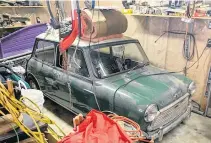  ?? CONTRIBUTE­D ?? Parked in 1973, this 1969 Austin Mini Mark II Cooper S had just 37,000 miles on the odometer.