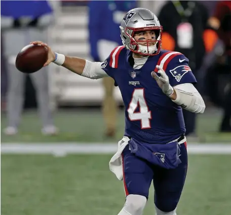  ?? MATT sTONE / HErAld sTAFF FilE ?? DUE FOR AN UPGRADE: With Jarrett Stidham’s contract expiring next year, backup quarterbac­k is one spot the Patriots could be looking to make changes.