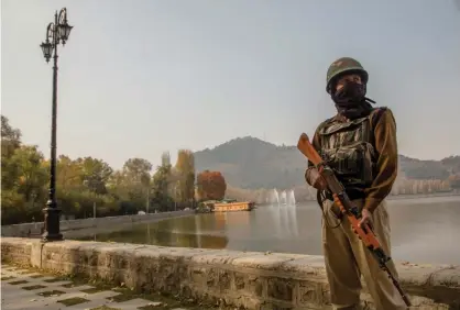  ??  ?? In Kashmir, Modi has blocked the internet for 13 weeks and dissolved the constituti­on. Photograph: Yawar Nazir/Getty Images