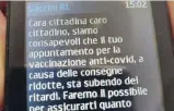  ??  ?? Scuse e ritardi Sms della Regione Lombardia