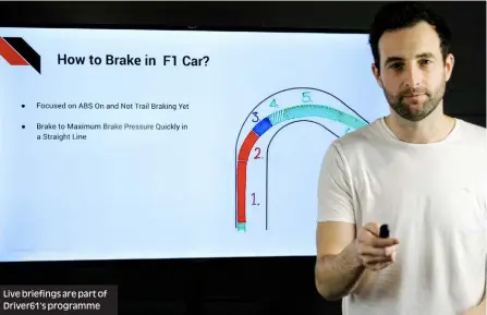  ??  ?? Live briefings are part of Driver61’s programme