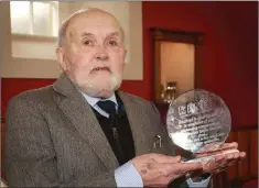  ??  ?? The late Cecil Riddall pictured last year on the occassion of his final broadcast at Gorey Methodist Church in associatio­n with the Christian Media Trust and South East Radio.