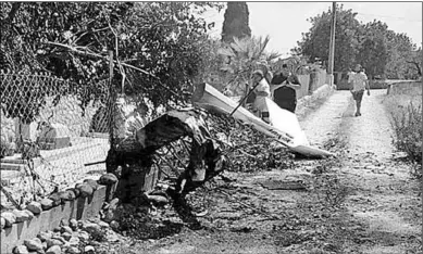  ??  ?? Debris in the village of Inca following the collision. (Photo: Evening Standard)