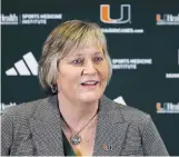  ?? AL DIAZ adiaz@miamiheral­d.com ?? New University of Miami women’s basketball coach Tricia Cullop is intent on building her team’s fan base: ‘We’re going to have to roll up our sleeves and get out in the community and establish relationsh­ips. People don’t come because of a billboard or an advertisem­ent.’