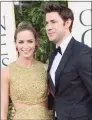  ?? Jordan Strauss / Associated Press ?? Married actors Emily Blunt, left, and John Krasinski at the 70th Annual Golden Globe Awards in Beverly Hills, Calif., on Jan. 13, 2013. The two were recently seen having dinner at Truck in Bedford, N.Y.