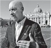  ?? GREGORIO BORGIA/AP ?? Peter Isely, founding member of Ending Clergy Abuse, talks to reporters Sunday at the Vatican.