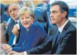 ?? FOTO: AFP ?? Zuversicht­lich: Angela Merkel mit Spaniens Pedro Sanchez.