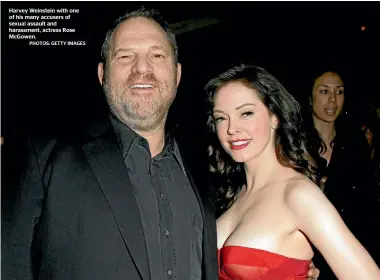  ??  ?? Harvey Weinstein with one of his many accusers of sexual assault and harassment, actress Rose Mcgowen.