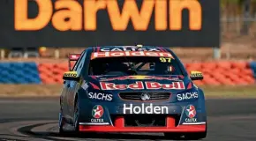  ??  ?? Shane Van Gisbergen competing in Darwin yesterday.